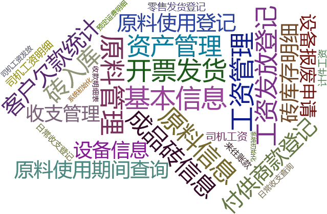 砖厂管理系统专业版——水泥砖版关键功能概览图